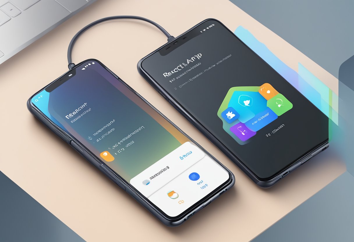 A smartphone displaying a React Native app with a secure authentication process and a redirect URL