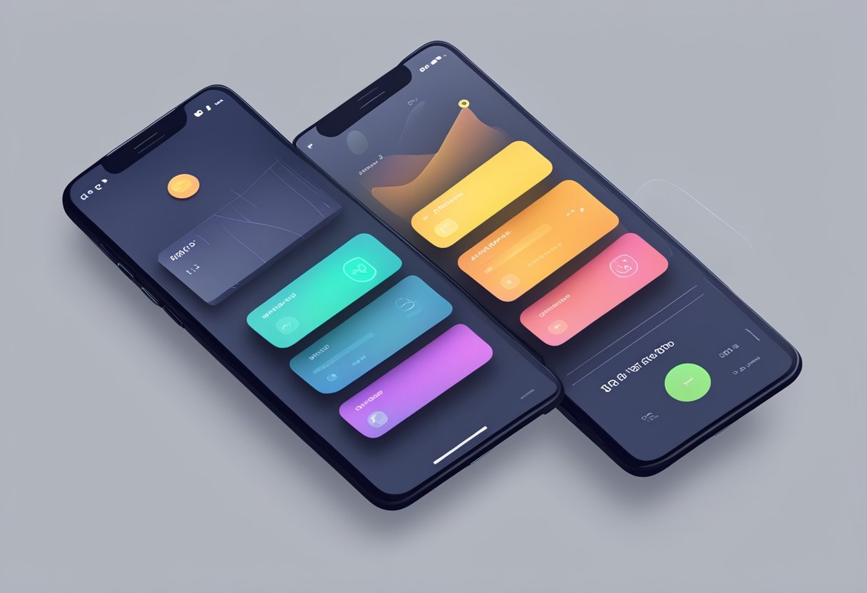 A mobile app interface with dynamic elements animating smoothly in response to user interactions