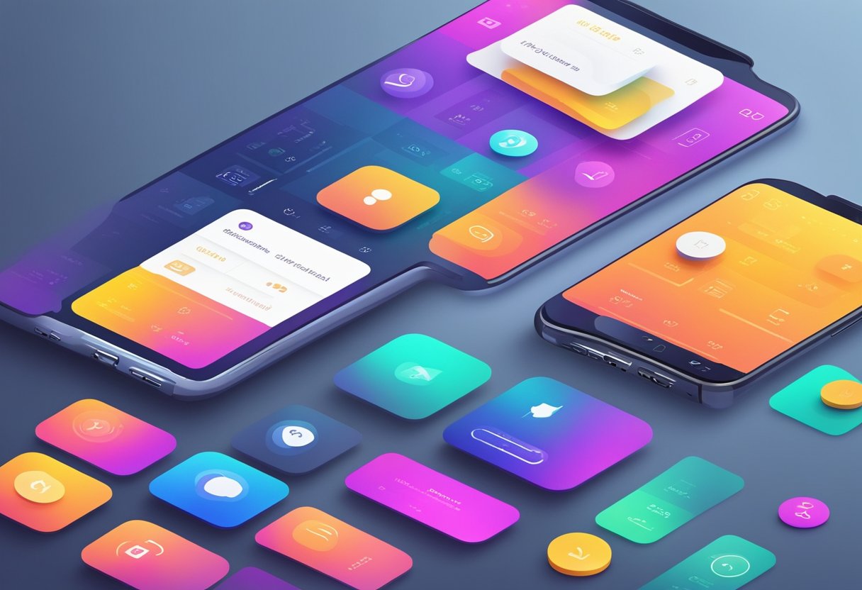 Vibrant colors and clean lines illustrate a modern mobile app interface with sleek buttons and smooth transitions