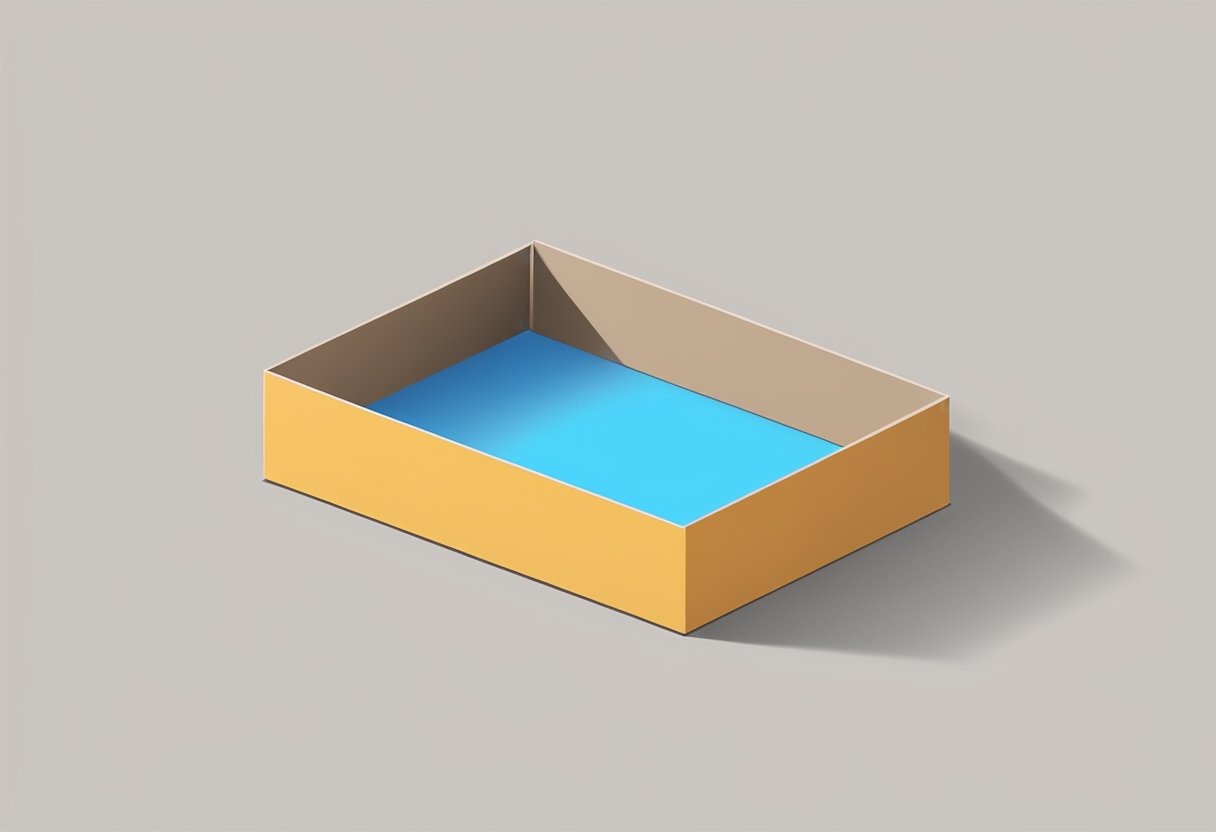 A rectangular box with a subtle shadow cast on the ground, created using React Native box shadow properties