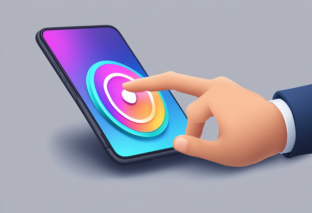 A finger pressing a React Native button icon